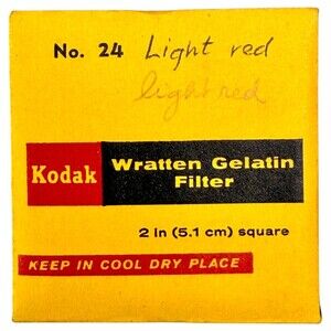 Kodak Wratten Gelatin Filter 51 mm / 2” #24 Light Red NOS Sealed w/writing on pk